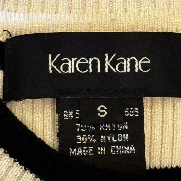 Like new Karen Kane Cream & Black Striped Ribbed Sleeveless Sweater Size Small - Picture 6 of 14